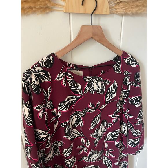 Hobbs London Layla Floral Shift Mini Dress Size 8 Burgundy Red - Picture 5 of 11